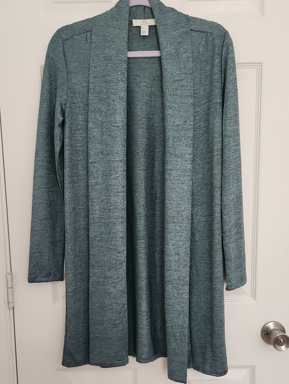 H by Halston Teal Open-Front Long Cardigan - Cozy, Fall, Travel, Office, Casual